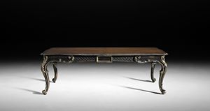 Art. 813/N mesa, Mesa extensible con acabado en negro con hoja de plata antigua