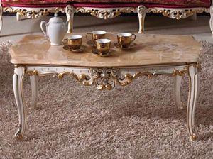 Baroque mesa de caf, Mesita clsica tallada, con tapa de mrmol