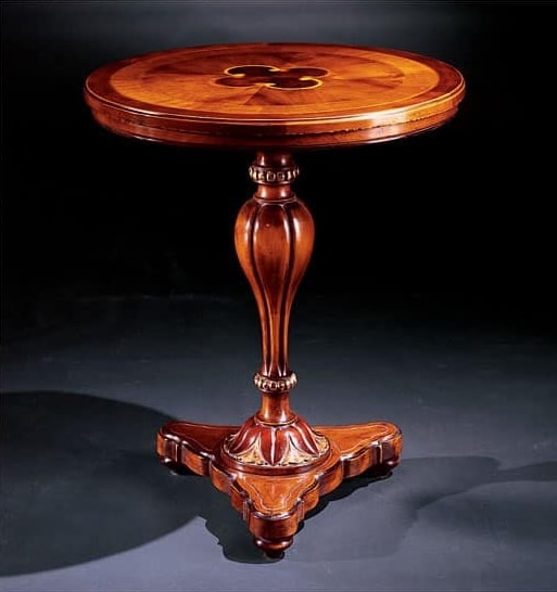 Complements side table 773, Mesa auxiliar clásico de lujo en madera tallada