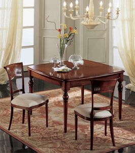 Gardenia mesa cuadrada, Mesa cuadrada extensible, clásico, de madera maciza de nogal