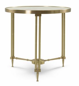 Mesa auxiliar 25-1003, Mesa lateral de latn, con tablero redondo de mrmol Taj Mahal