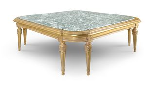 Mesa de centro 4973, Mesa de centro de estilo cl�sico, con tapa de m�rmol, base tallada
