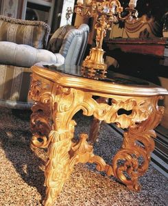 Opera mesa pequeña, Mesita de la sala central, tallada, de estilo clásico y lujoso