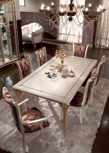 Raffaello mesa, Mesas de comedor clsicas, en madera decoradas con pan de oro, para los comedores de prestigio