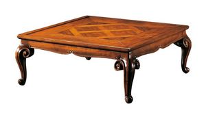 Pissarro RA.0687, Mesa de centro en madera de nogal, tallada y con incrustaciones, para la sala