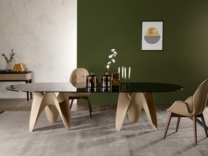 BIG GAYA, Mesa con tapa de cristal o gres porcelnico
