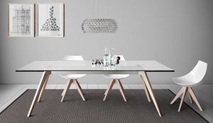 Delta, Mesa de comedor con la tapa hecha del mrmol, de la madera o del vidrio