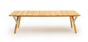 Link low mesa, Mesa rectangular extensible en acero pintado y teca