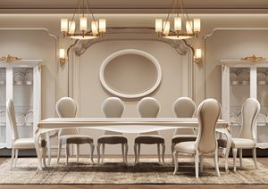 Incanto Art. C34302, Mesa de madera lacada, con detalles acabado dorado.