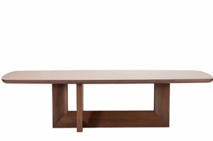 Indigo mesa, Mesa de madera encolada, acabado de nogal Canaletto