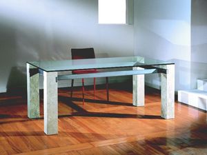 Ulisse, Mesa rectangular con estructura de piedra, para el hogar y la oficina