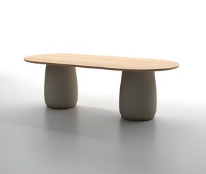 COZY T, Mesa de exterior con tapa de madera de teca.