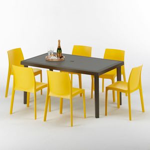 Jardn mobiliario de exterior mesa y sillas  S7050SETMK6, Mesa al aire libre, en ratn, hecho de polyrattan