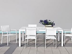 Plaza mesa, Mesa de aluminio rectangular, uso al aire libre