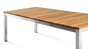 Tibet mesa, Mesa con base de acero, tapa con listones de madera