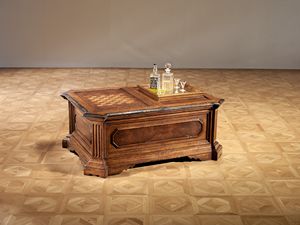 Art. 820 mesa de juego pequea, Mesa de centro con tablero de ajedrez y compartimiento de la botella