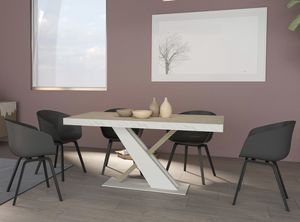 Mesa Z.1, Mesa de comedor con tapa de m�rmol, con extensiones.
