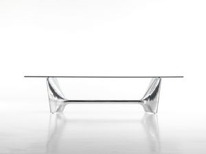 Fratino, Mesa con elegante base en fundicin de aluminio.