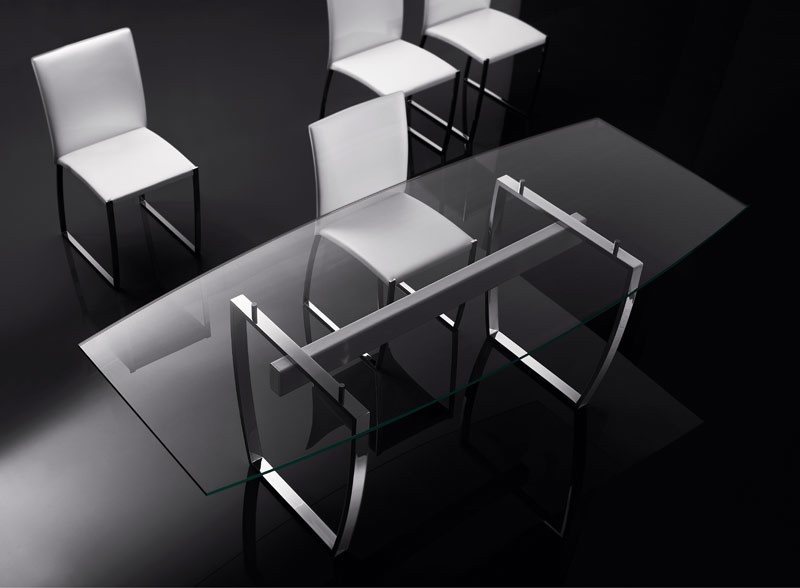 ART. 258/F DIAMOND TABLE, Tablas con base de metal, tapa de cristal transparente