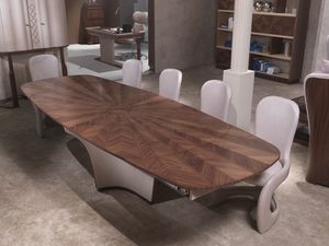 TA61K Desyo mesa, Mesa extensible, en madera con incrustaciones, para salas de estar