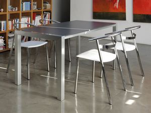 Verona, Mesa extensible de aluminio, tapa laminada, para el rea de cocina