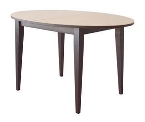 TA04, Extensible mesa de madera ovalada, tapa con el vidrio