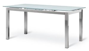 VENEZIA, Metlica extensible mesa con tablero de vidrio decorado