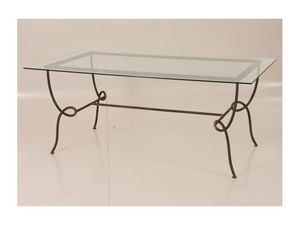 Viola Table, Mesa rectangular con tapa de cristal para uso en exteriores
