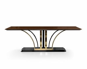Dilan Glam Art. D04, Elegante mesa de comedor rectangular, acabado brillante.