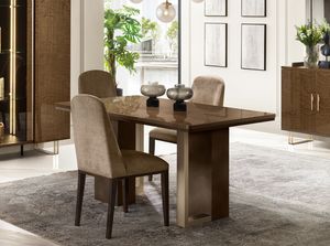 FIAMMA mesa, Mesa de comedor con tapa fija de madera