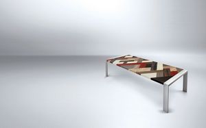 PEGASO 2.5 PW45, Mesa rectangular con estructura de metal, tapa de madera, ideal para lineal moderno comedor