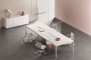 Fattore Alpha Executive comp. 03, Mesa de reunin con tapa efecto mrmol blanco