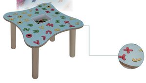 MARAMEO/L, Mesa para niños, patas en madera de haya, laminado superior, para guarderías y escuelas infantiles