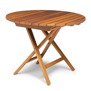 Tavolo IR diam. 100, Mesa plegable redonda, en madera, para exterior.