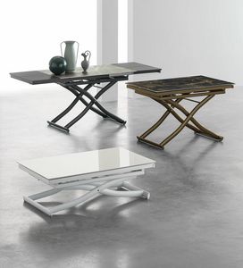 DIONE PLUS TA150, Consolle moderna transformable en mesa, la tapa en vidrio