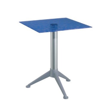 Table 60x60 cod. 20/BG3AV, Tabla con las barras de vidrio templado, columna de aluminio