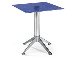Table 60x60 cod. 20/BG4AV, Mesa de caf de acero con tapa de cristal de color