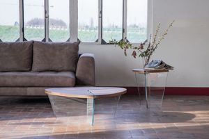 AIDA, Mesas de caf elegante, en madera y vidrio, para la sala