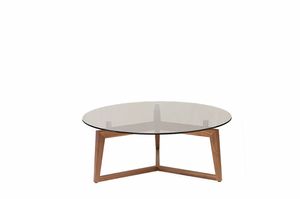 Zen mesa redonda, Mesa de centro redonda con tapa de cristal