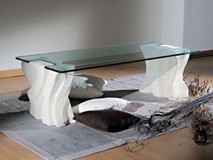 Contrasto Sagomato, Mesa de café elegante para salas de estar, piedra y vidrio