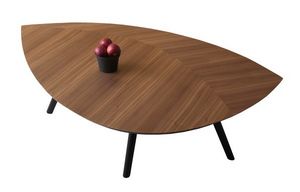 Leaf 455+155, Bajo la mesa con patas de madera, tablero en forma de hoja