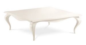 Raffaello mesa de centro, Mesa de centro de aluminio y madera, decorado a mano