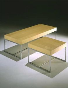 Square coffee table - bench, Mesa de centro con base tubular, para la recepci�n