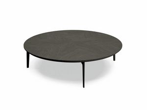 TL63C Circle mesa pequea, Mesa de centro circular en madera con incrustaciones y metal