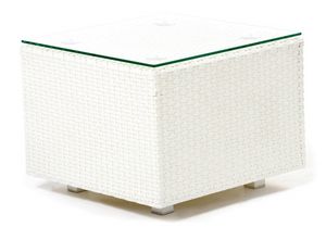 Domino mesilla 1, Mesa para exterior, de aluminio, tejido, tapa de cristal