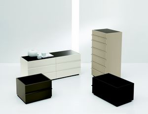 AKI nightstand, Mesilla de noche lacada moderno, para el dormitorio