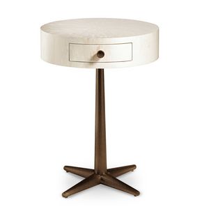 City tamburino, Mesita de noche con pie central de metal.