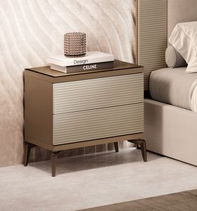 LINEA mesita de noche, Mesita de noche con lneas decorativas tridimensionales refinadas