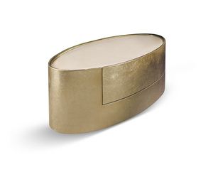 Mirage mesita de noche el�ptica, Mesita de noche el�ptica con tapa de m�rmol