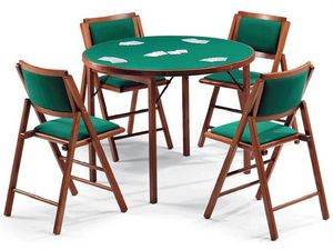Gioco 111 table, 105IMB chair, Mesa de juego con la tela verde, tapa redonda